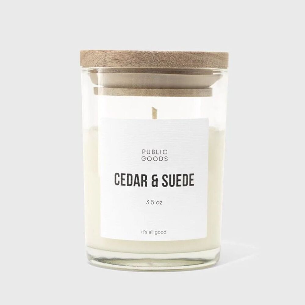 Public Goods Cedar & Suede Soy Candle 3.5 oz Hand-Poured